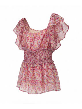 Women's 143Story Multicolor Abstract Smocked Blouse L